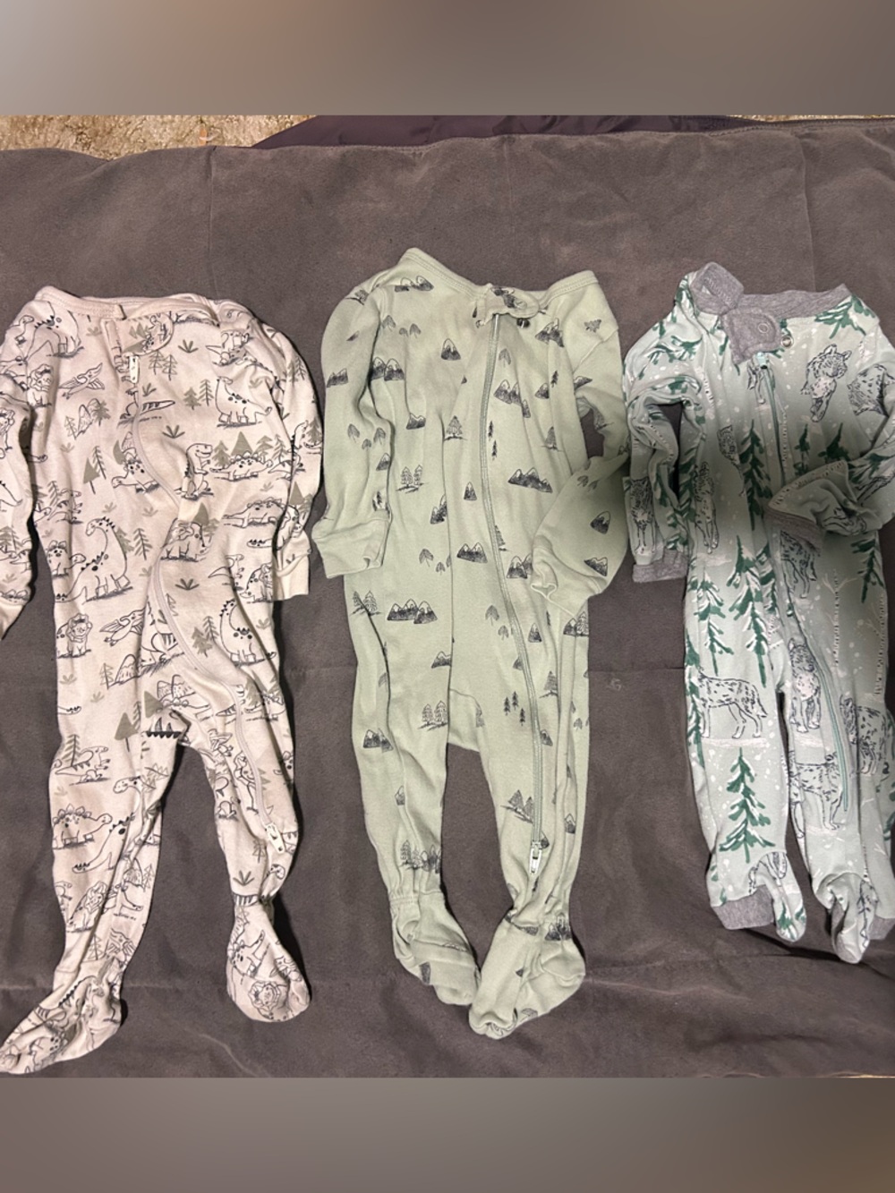 3 gender neutral organic cotton footy pjs